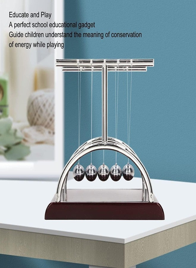 FAGVA Newton's Cradle Steel Balance Ball Desktop Swinging Balls with 5 Balls Nylon Stings for Office Classic Desk Toy Balance Ball Physics Science Pendulum Toy Puzzle Nylon Line - Image 4
